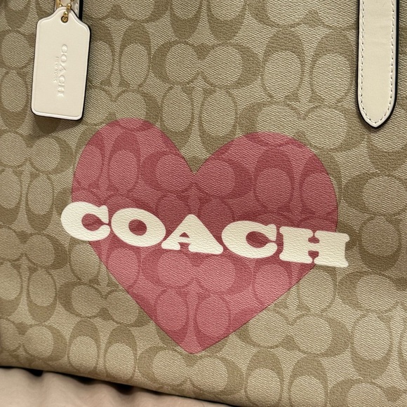Coach Signature Tote with Pink Heart Accent - Picture 4 of 4
